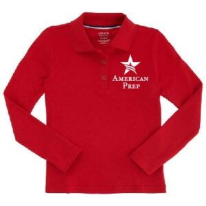 Preschool Girls Long Sleeve Red Polo