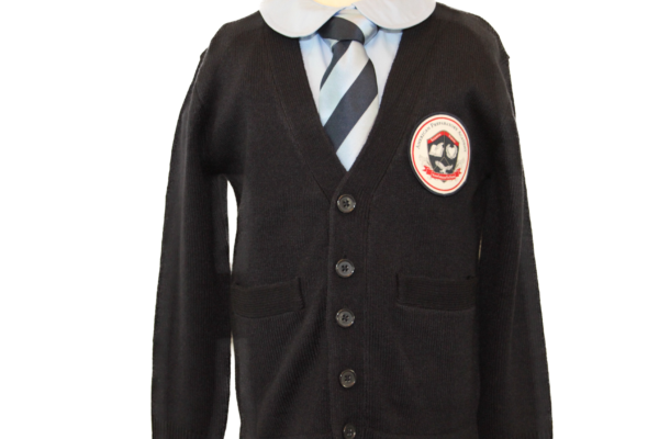 Cardigan - V-Neck Navy with Crest