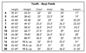 Youth Boys Size Chart Shorts - Khaki, Boys